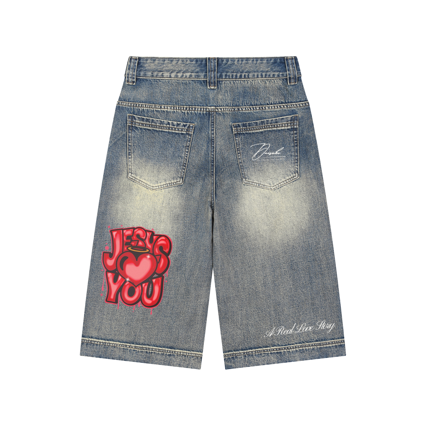 Vintage Wash Baggy Denim Shorts